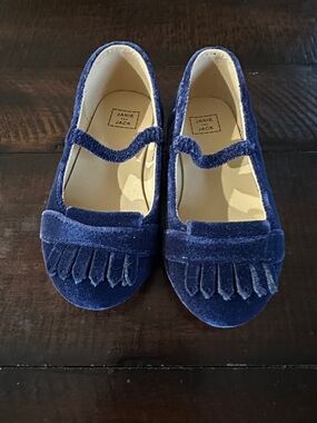 Janie and Jack Velvet Fringe Mary Jane Shoes in Navy